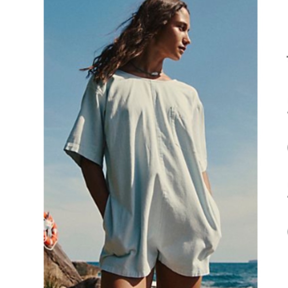 Free People dean romper- light blue